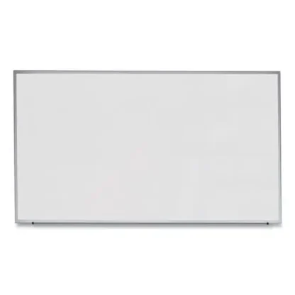 Universal® Deluxe Melamine Dry Erase Board, 72" x 48", White Surface, Anodized Aluminum Frame