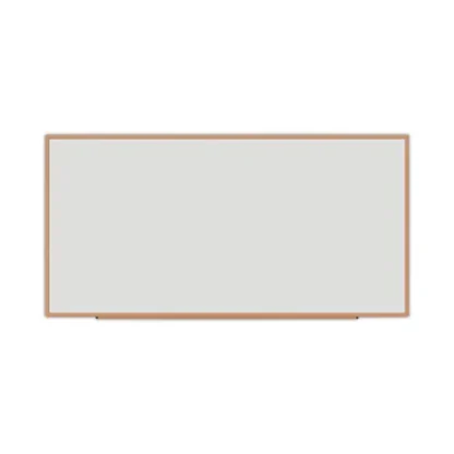 Universal® Deluxe Melamine Dry Erase Board, 96" x 48", White Surface, Oak Finished Fiberboard (MDF) Frame