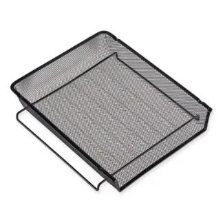 Universal® Deluxe Mesh Stacking Side Load Tray, Legal Size, Black