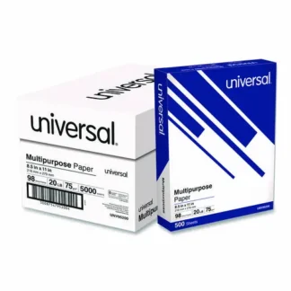 Universal® Deluxe Multipurpose Paper, 98 Bright, 20 lb, 8.5 x 11, Bright White, 500 Sheets/Ream, 10 Reams/Carton