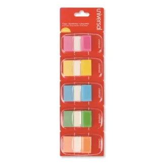 Universal® Deluxe Pop-Up Page Flags, Five Assorted Colors, 50 Flags per Dispenser, 5 Dispensers per Pack