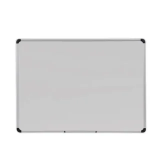 Universal® Deluxe Porcelain Magnetic Dry Erase Board, 48" x 36", White Surface, Silver/Black Aluminum Frame
