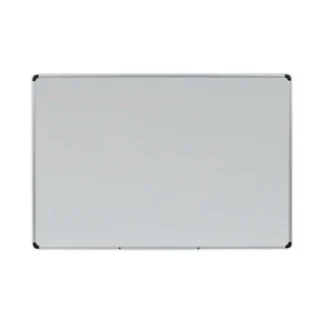 Universal® Deluxe Porcelain Magnetic Dry Erase Board, Silver/Black Aluminum Frame