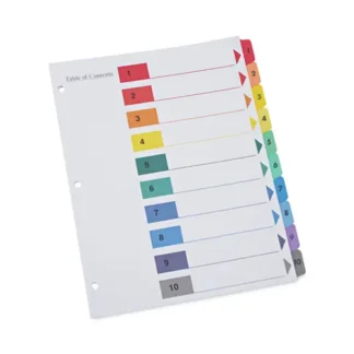 Universal® Deluxe Table of Contents Dividers for Printers, 10-Tab, 1 to 10, White, 6 Sets