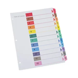 Universal® Deluxe Table of Contents Dividers for Printers, 12-Tab, 1 to 12, 11 x 8.5, White, 6 Sets