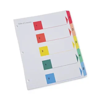 Universal® Deluxe Table of Contents Dividers for Printers, 5-Tab, White, 6 Sets