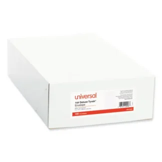 Universal® Deluxe Tyvek Envelopes, #10 1/2, Square Flap, Self-Adhesive Closure, 9 x 12, White, 100/Box