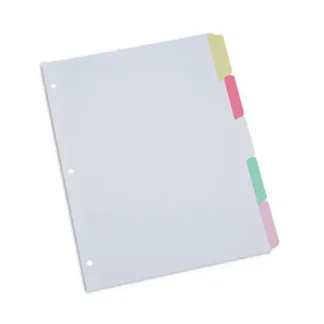 Universal® Deluxe Write-On/Erasable Tab Index, 5-Tab, White with Assorted Tabs