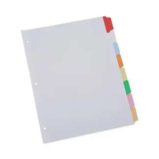 Universal® Deluxe Write-On/Erasable Tab Index, 8-Tab, White, Assorted Tabs