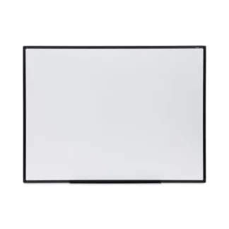 Universal® Design Series Deluxe Dry Erase Board, White Surface, Black Anodized Aluminum Frame, 48" x 36"