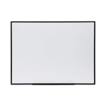 Universal® Design Series Deluxe Dry Erase Board, White Surface, Black Anodized Aluminum Frame, 48" x 36"