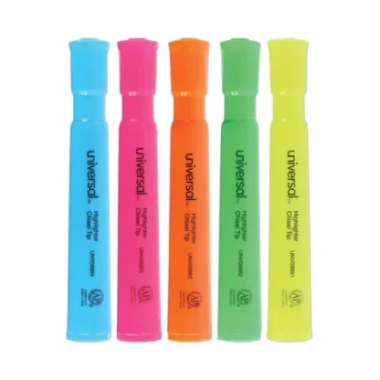 Universal™ Desk Highlighters, Assorted Ink Colors, Chisel Tip, Assorted Barrel Colors, 5/Set