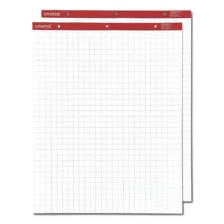 Universal™ Easel Pads/Flip Charts, Quadrille Rule (1 sq/in), 27 x 34, White, 50 Sheets, 2/Carton
