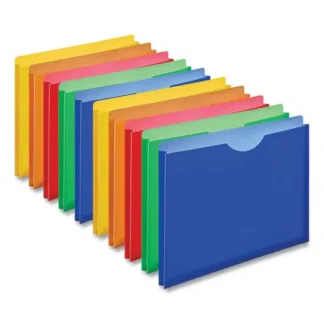 Universal® Expanding Poly File Jackets, 1 Section, Straight Tab, Letter Size, Assorted, 10/Pack