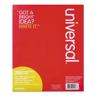 Universal® Filler Paper, 3-Hole, 8.5 x 11, Wide/Legal Rule, 200/Pack