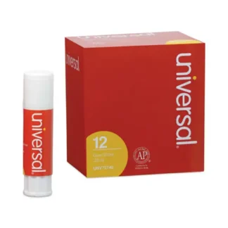 Universal® Glue Stick, 0.28 oz, 12/Pack, Clear, Washable