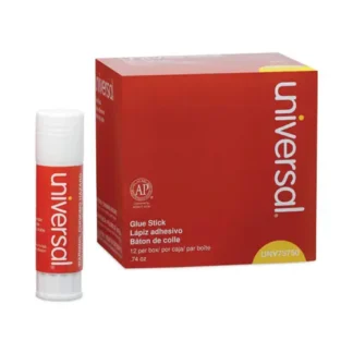 Universal® Glue Stick, 0.74 oz, Applies and Dries Clear, 12/Pack