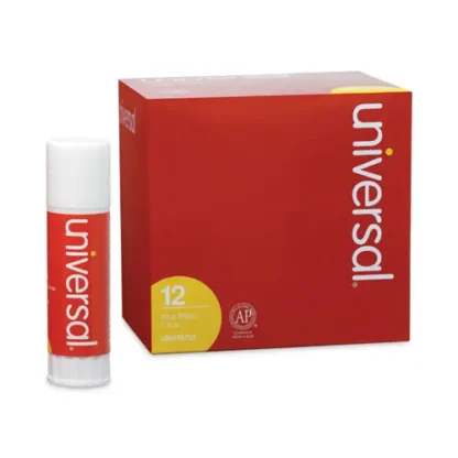 Universal® Glue Stick, 1.3 oz, Applies and Dries Clear, 12/Pack