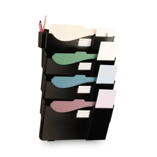 Universal® Grande Central Filing System, 4 Sections, Wall Mount, Black, 4/Pack