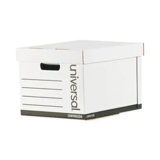 Universal® Heavy-Duty Fast Assembly Lift-Off Lid Storage Box, Letter/Legal Files, White, 12/Carton