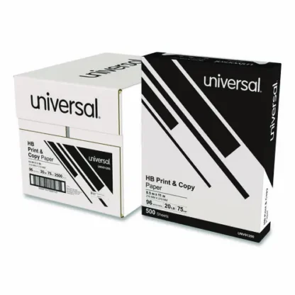 Universal® High-Bright Multipurpose Paper, 20 lb Bond Weight, 8.5 x 11, Bright White, 500 Sheets/Ream, 5 Reams/Carton