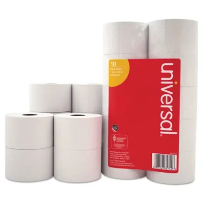 Universal® Impact and Inkjet Print Bond Paper Rolls, 0.5" Core, 1.75" x 138 ft, White, 10/Pack