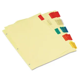 Universal® Insertable Tab Index, 5-Tab, 11 x 8.5, Buff, Assorted Tabs, 6 Sets