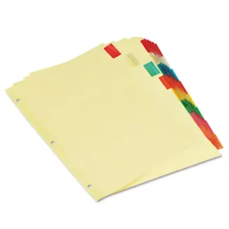 Universal® Insertable Tab Index, 8-Tab, 11 x 8.5, Buff, Assorted Tabs, 6 Sets
