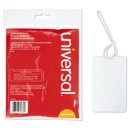 Universal® Laminating Pouches, 5 mil, 2.5" x 4.25", Gloss Clear, 25/Pack