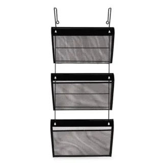 Universal® Mesh Three-Pack Wall Files, 3 Sections, Letter Size, Black