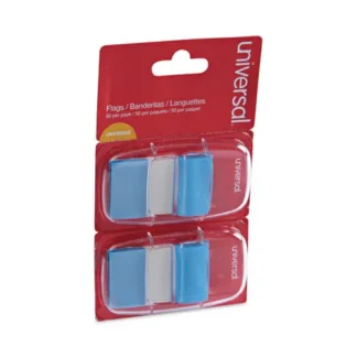 Universal® Page Flags, Blue, 50 Flags/Dispenser, 2 Dispensers/Pack