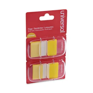 Universal® Page Flags, Yellow, 50 Flags/Dispenser, 2 Dispensers/Pack