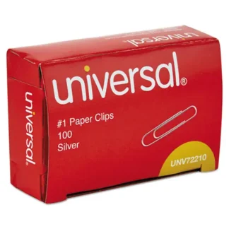 Universal® Paper Clips, #1, Smooth, Silver, 100/Box