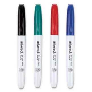 Universal™ Pen Style Dry Erase Marker, Fine Bullet Tip, Assorted Colors, 4/Set