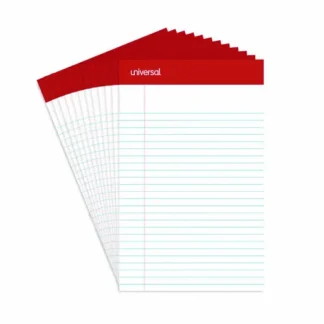 Universal® Perforated Ruled Writing Pads, Narrow Rule, Red Headband, 5 x 8, 50 Sheets, Dozen