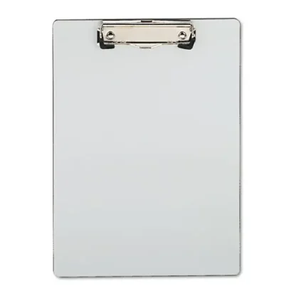 Universal® Plastic Brushed Aluminum Clipboard, Portrait Orientation, 0.5" Clip Capacity, Holds 8.5 x 11 Sheets, Silver