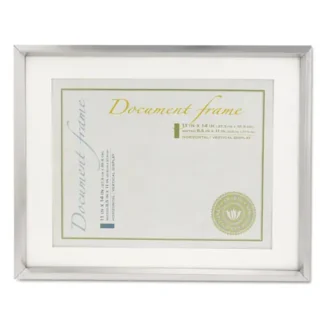 Universal® Plastic Document Frame with Mat, Metallic Silver, Fits 11 x 14 and 8.5 x 11 Inserts