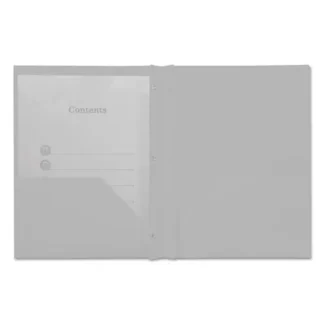 Universal® Plastic Twin-Pocket Report Covers with Three-Prong Fastener, White, 10/Pack