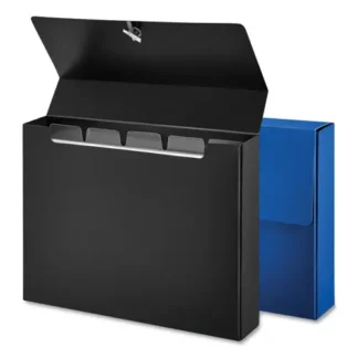 Universal® Poly Index Card Box, Plastic, Black/Blue, 2/Pack