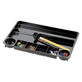 Universal® Recycled Drawer Organizer, Nine Compartments, Plastic, Black