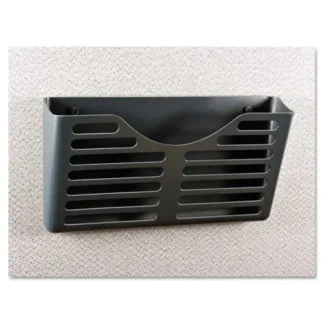 Universal® Recycled Plastic Cubicle Single File Pocket, Cubicle Pins Mount, Charcoal
