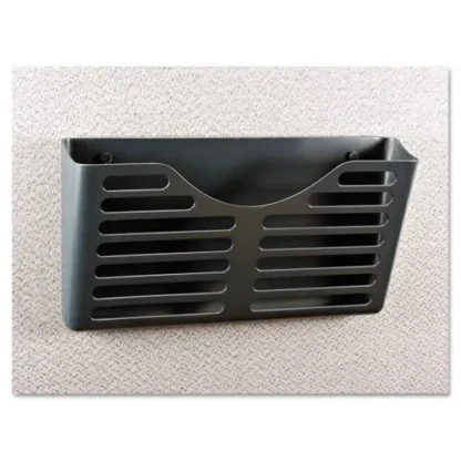 Universal® Recycled Plastic Cubicle Single File Pocket, Cubicle Pins Mount, Charcoal