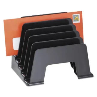 Universal® Recycled Plastic Incline Sorter, 5 Sections, Black, 8" x 5.5" x 6"