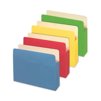 Universal® Redrope Expanding File Pockets, Letter Size, 3.5" Expansion, Assorted Colors, 5/Box