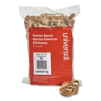 Universal® Rubber Bands, Size 62, 0.04" Gauge, Beige, 1 lb Box, 490/Pack