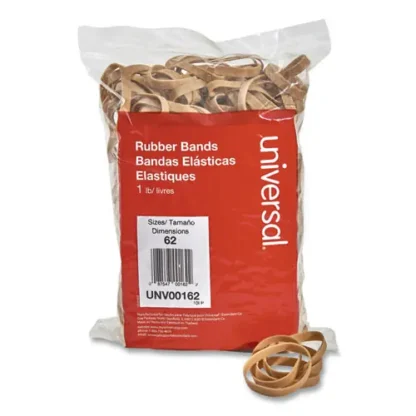 Universal® Rubber Bands, Size 62, 0.04" Gauge, Beige, 1 lb Box, 490/Pack