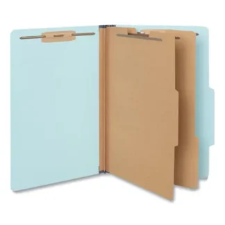 Universal® Six-Section Classification Folders, Heavy-Duty Pressboard Cover, Legal Size, Light Blue, 20/Box