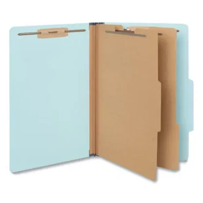 Universal® Six-Section Classification Folders, Heavy-Duty Pressboard Cover, Legal Size, Light Blue, 20/Box