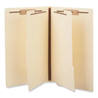 Universal® Six-Section Manila End Tab Classification Folders, 2" Expansion, 2 Dividers, 6 Fasteners, Legal Size, Manila Exterior, 10/Box