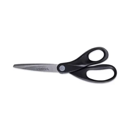 Universal® Stainless Steel Office Scissors, 8" Long, 3.75" Cut Length, Straight Black Handle